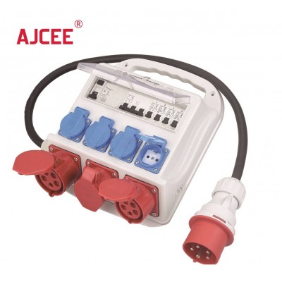 Ajcee Customized 11 Modules Distribution Boxes,Sweden Ip44 Industrial Plug Socket Power Boxes With Ce