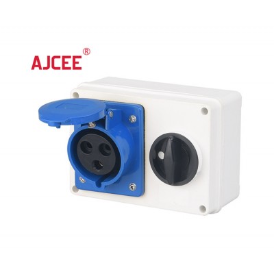 Ajcee Ip44 60309 Industrial Plug Socket Waterproof Switch Box Sockets 3 Pin 16a Eu Power Sockets